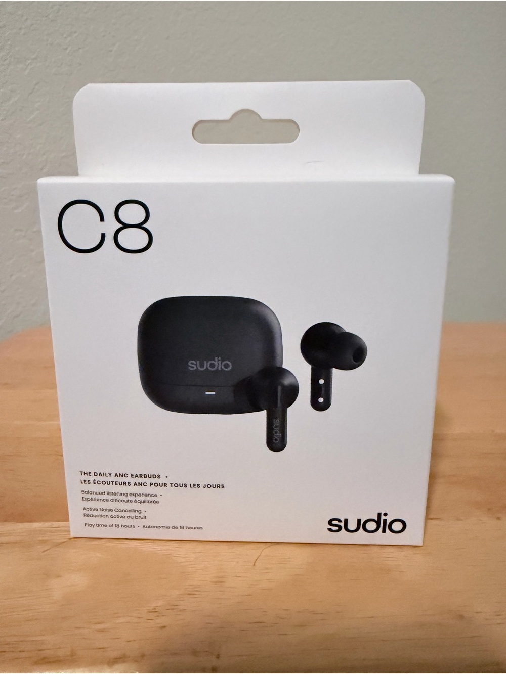 Sudio C8 True Wireless Earbuds with ANC (Black) - Brand New / Sealed Box
